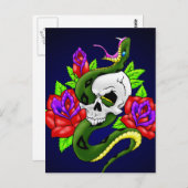 スネーク、スカル・アンド・ローズ ポストカード (正面/裏面)