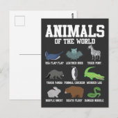 スネーク・ラクーン・ペンギン・プン・アニマルズ・オブ・ザ・ワールド ポストカード (正面/裏面)