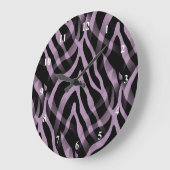 スネージーラベンダーパープルゼブラストライププリント ラージ壁時計 (傾斜)