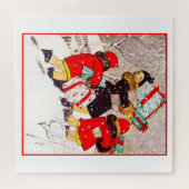 スノでクリスマスプレゼントに苦労する子ども ジグソーパズル (横)