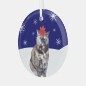 スノイの丘の上のポインセチア ガラスオーナメント (正面左)