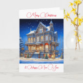 スノイパーソナライズされたクリスマスハウス カード (黄色い花)