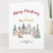 スノイ素朴ハウスクリスマスファミリーホリデー カード (正面)