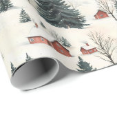 スノイ素朴赤と白ヴィレッジ ラッピングペーパー (ロールコーナー)