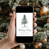 スノウイエレガントパインツリー金ゴールドスターズホリデーパーティー 招待状