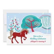 スノウイカラフルウィンターホリデーホース誕生日