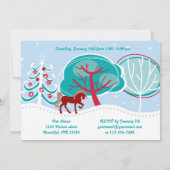 スノウイカラフルウィンターホリデーホース誕生日 招待状 (裏面)