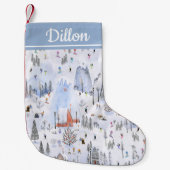 スノウイ忙しマウンテンアルパインスキーヴィレッジ スモールクリスマスストッキング (正面)