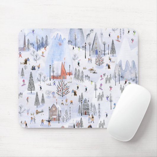 スノウイ忙しマウンテンアルパインスキーヴィレッジ マウスパッド (マウス)