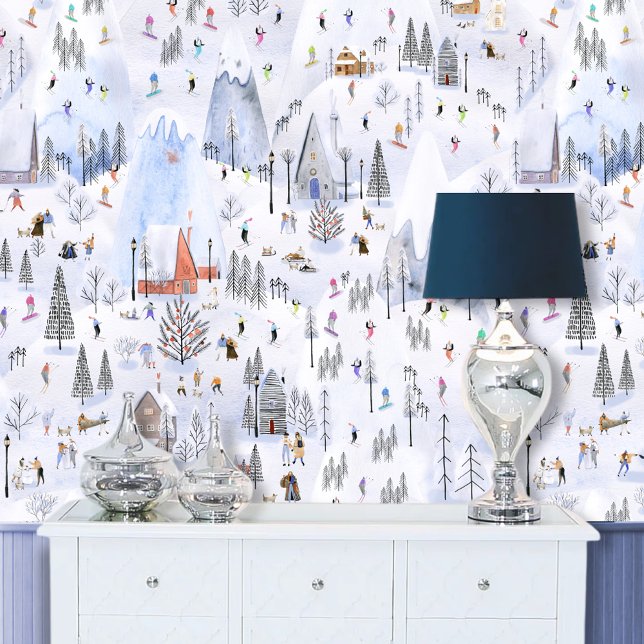 スノウイ忙しマウンテンアルパインスキーヴィレッジ 壁紙 (クリエイターアップロード済み)