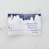 スノウイ素朴マウンテンビレッジウィンターホリデー シーズンカード (内部)