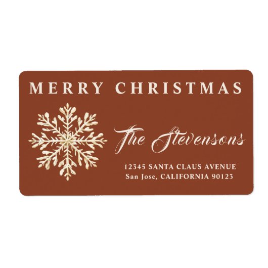 スノウエレガントフレークテラコッタ差出人住所 ラベル (正面)