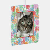 スノウカラフルェークキャット写真オーナメント メタルオーナメント (正面右)