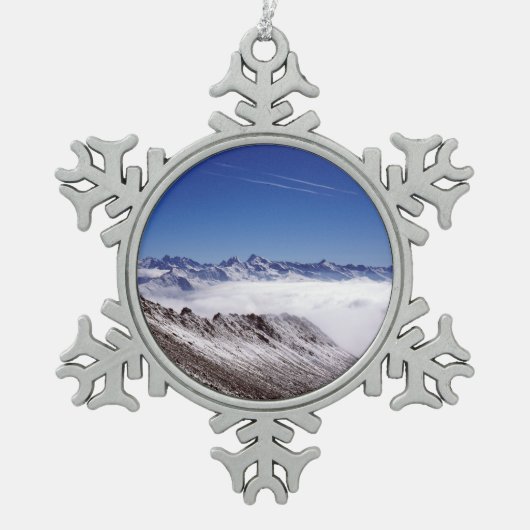スノウダボスSwitzerland Holiday Cardポスター写真B スノーフレークピューターオーナメント (正面)