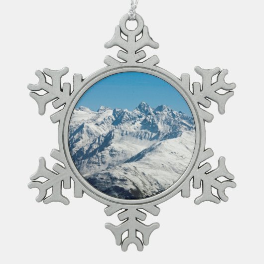 スノウダボスSwitzerland Holiday Cardポスター写真B スノーフレークピューターオーナメント (正面)