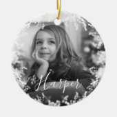 スノウミニマルムブラック&ホワイト名前をカスタムする セラミックオーナメント (正面)