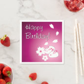 スノウ日本のラビット&桜誕生日 スタンダードカクテルナプキン (インサイチュ)