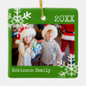 スノウ素朴ムフレーク・ファミリー・グリーン セラミックオーナメント (正面)
