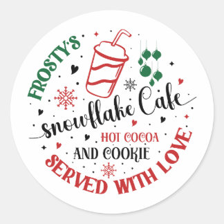 スノウ霜の降りたムフレークカフェホットココア&Co ラウンドシール