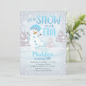 スノウ·ワー·おもしろい第1誕生日招待状·ウィンター·ボーイ 招待状 (スタンド正面)