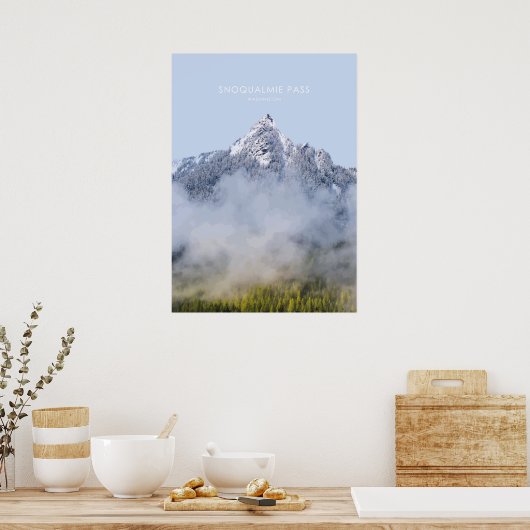 スノクアルミエパスワシントントラベルイラストレーション ポスター (キッチン)