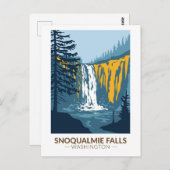 スノクアルミー滝ズワシントンウォーターフォールヴィンテージ ポストカード (正面/裏面)