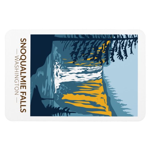 スノクアルミー滝ズワシントンウォーターフォールヴィンテージ マグネット (横)