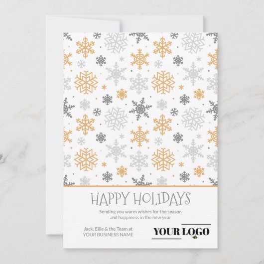 スノシンプルーフレーク・ビジネス・ロゴ・ホリデー・カード シーズンカード (正面)