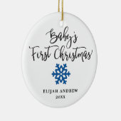 スノパーソナライズされたークフレークボーイベビー初めてのクリスマス セラミックオーナメント (右)