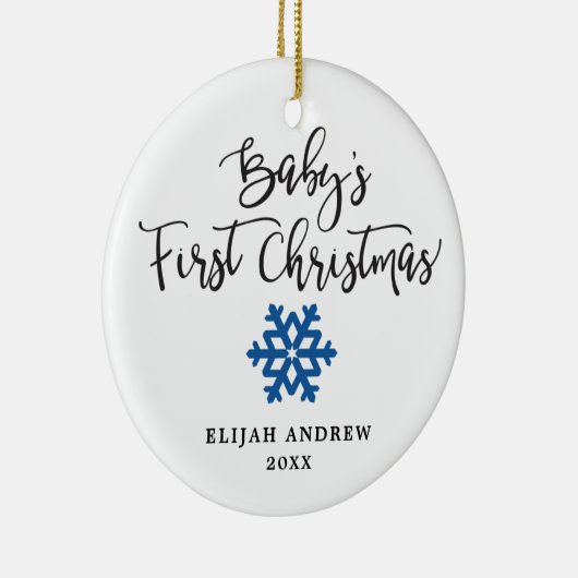 スノパーソナライズされたークフレークボーイベビー初めてのクリスマス セラミックオーナメント (右)
