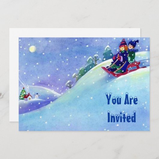 スノーおもしろいウィンタースリングパーティの招待状カスタム 招待状 (正面/裏面)