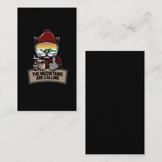 スノーおもしろいボードスキーキャットスノーゴーグルズマウンテンズ 名刺 (正面/裏面)