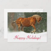 スノーかわいらしホリデー葉書に非常に馬 シーズンポストカード (正面/裏面)