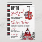 スノーまで楽しく!スキー、ウィンタースタイル、バチェロレッテ 招待状 (正面/裏面)