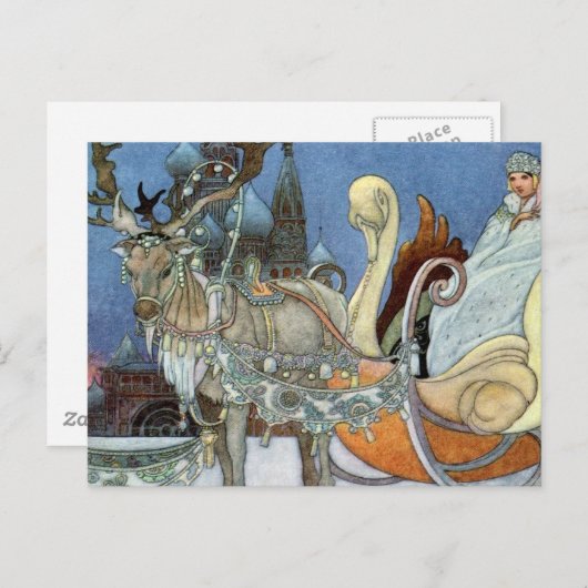 スノーアイスクイーンロシアのプリンセストナカイ ポストカード (正面/裏面)