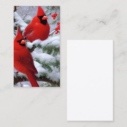 スノーイお洒落クリスマス(鳥)ショウジョウコウカンチョウ 名刺 (正面/裏面)