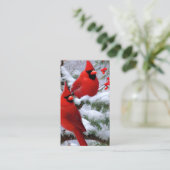 スノーイお洒落クリスマス(鳥)ショウジョウコウカンチョウ 名刺 (スタンド正面)