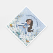 スノーイウィンターアフリカンアメリカンプリンセス誕生日 スタンダードランチョンナプキン (角)