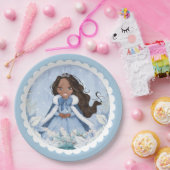 スノーイウィンターアフリカンアメリカンプリンセス誕生日 ペーパープレート (パーティー)