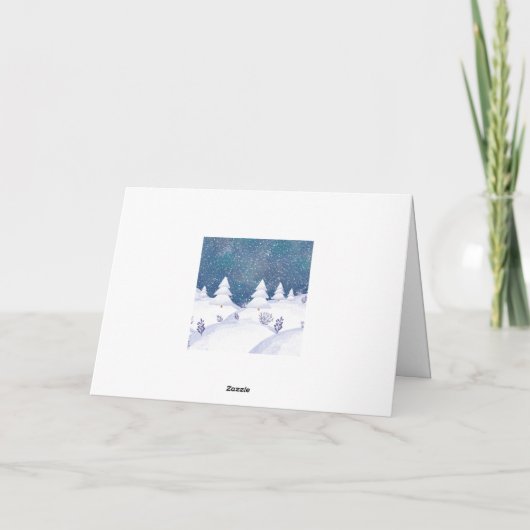 スノーイウィンターフォレストハッピーホリデーカード シーズンカード (裏面)