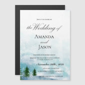 スノーイウィンターモーニングブルーハウス結婚式招待状 (正面/裏面)