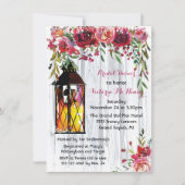 スノーイウィンターランタンフローラブライダルシャワー 招待状 (正面)