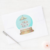 スノーイェティ雪グローブかわいい冬の男の赤ちゃん ラウンドシール (封筒)