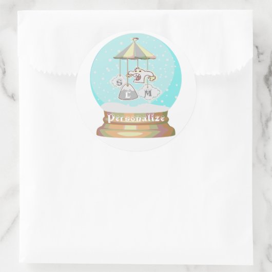 スノーイェティ雪グローブかわいい冬の男の赤ちゃん ラウンドシール (バッグ)