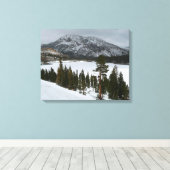 スノーイエラリーレイクカリフォルニア冬の風景 キャンバスプリント (インサイチュ (ウッドフロア))