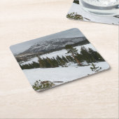 スノーイエラリーレイクカリフォルニア冬の風景 スクエアペーパーコースター (アングル)