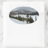 スノーイエラリーレイクカリフォルニア冬の風景 楕円形シール (バッグ)