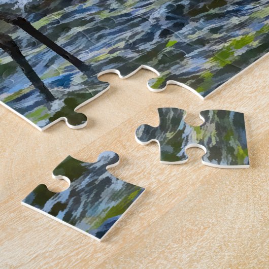 スノーイエーグレットホワイトウォーディングバードヘロン ジグソーパズル (側面)