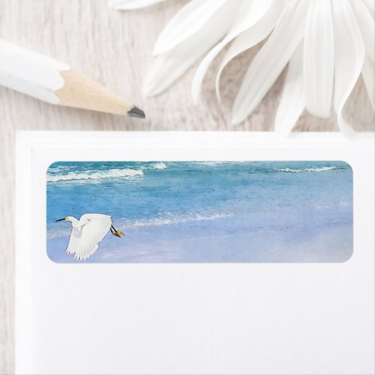 スノーイエーグレット沿岸水彩 ラベル (インサイチュ)