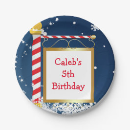 スノーイクリスマスノースポールホリデーパーティープレート ペーパープレート